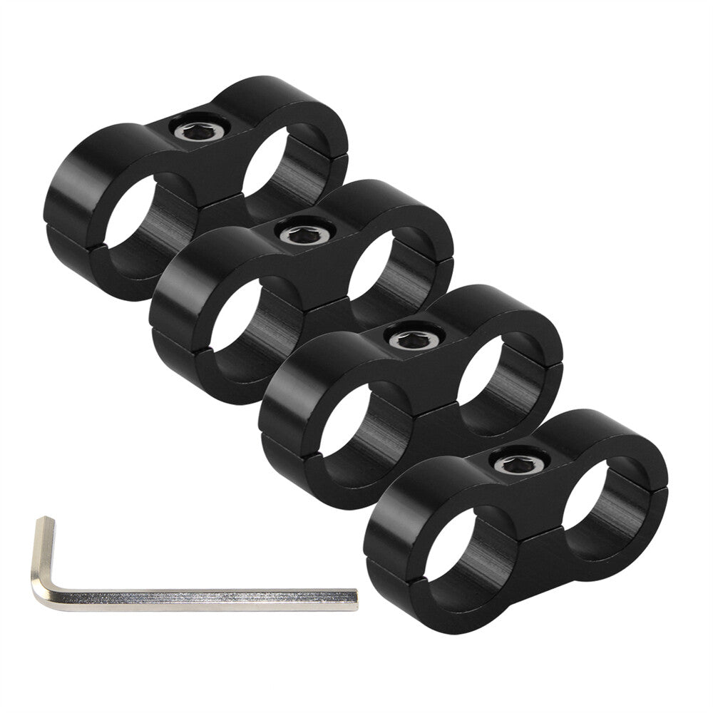 4pcs AN10 19MM 0.75 Braided Hose Separator Clamp Fitting Adapter Bracket Black