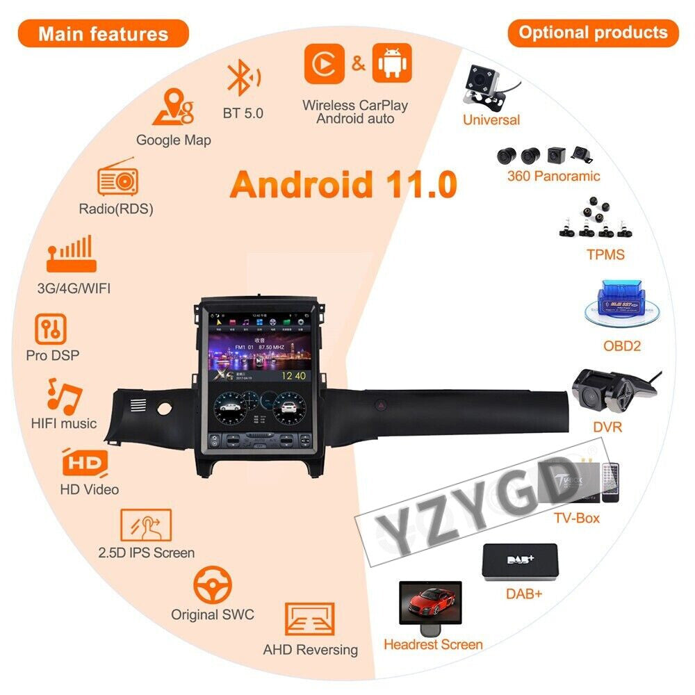 for Ford Ranger 2018-2020 Stereo Android Car Radio CarPlay Receiver Screen 256GB