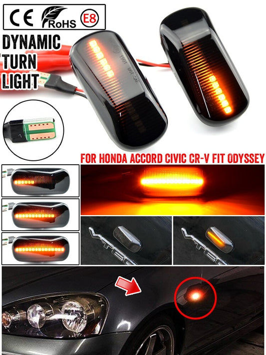 2 Pcs LED Dynamic Side Marker Turn Signal Light for Honda for Civic Accord City CR-V