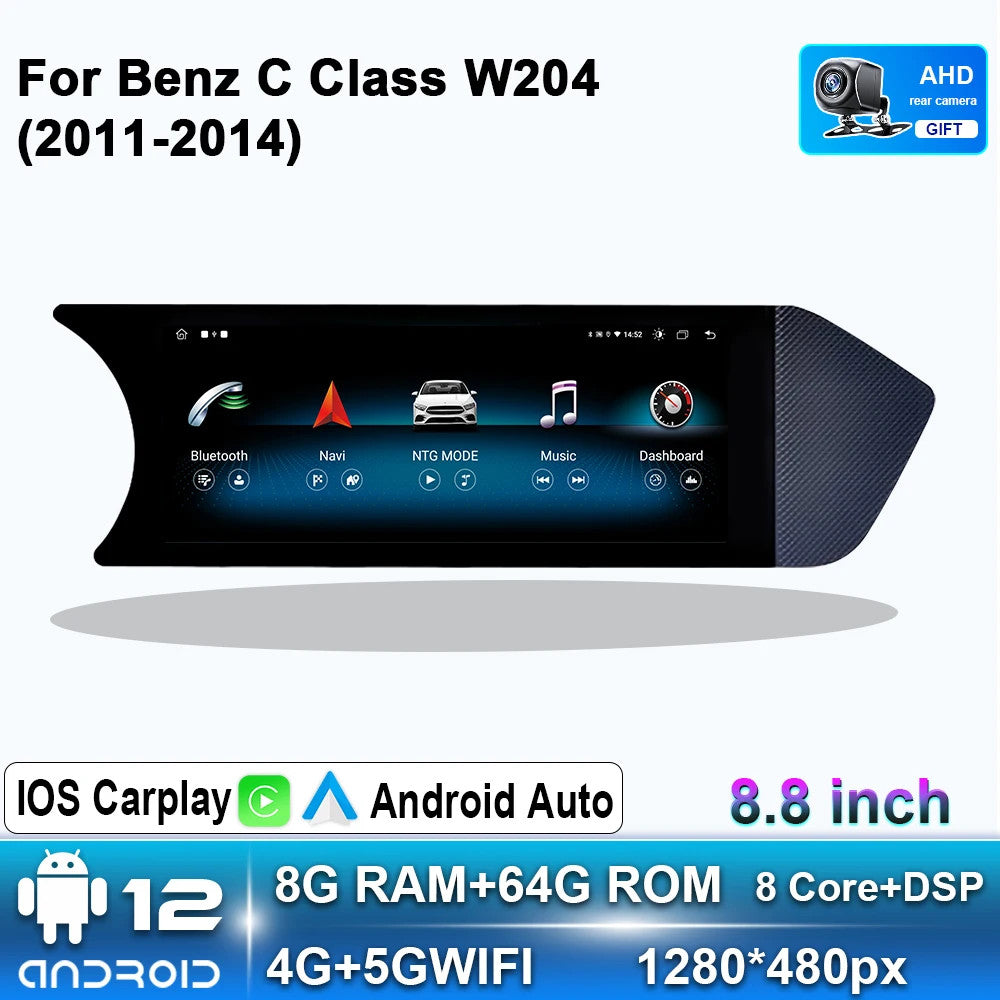 Android CarPlay Car Radio for Mercedes for Benz C Class W204 S204 GPS Player Screen