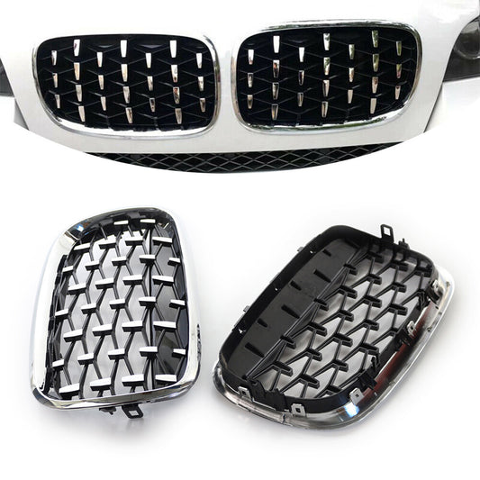 Front Kidney Grille Diamond Style for BMW X5 E70 2007-2013 ABS Plastic Chrome US