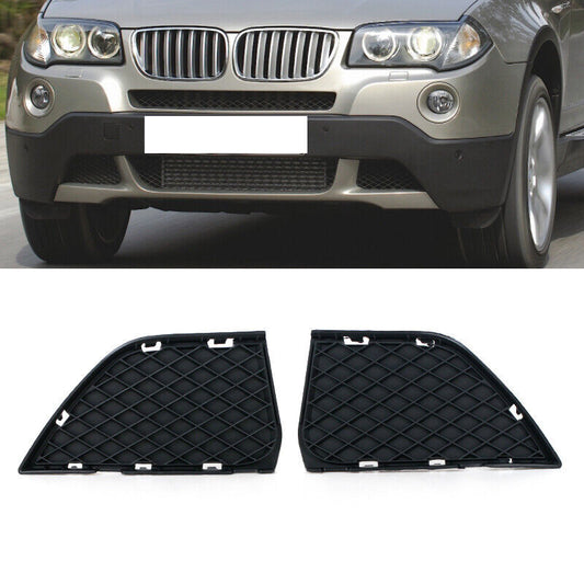A pair of closed mesh grilles on the outer front bumper are suitable for the for BMW X3 E83 LCI 2007, 2008, and 2010 models.