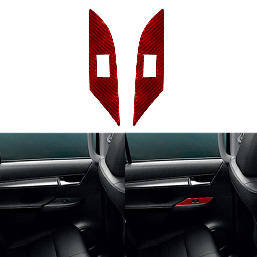 2X Red Carbon Fiber Rear Door Handle Panel Cover Trim for Toyota Hilux 2015-2021