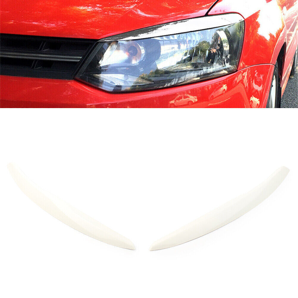 for VW Polo Mk5 6R 6C 2011-2017 2x Car Head Light Lamp Eyebrow Eyelid Cover Trim