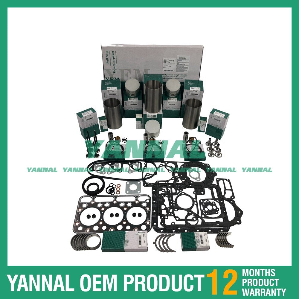 new D1301 reconstruction and overhaul kit with gaskets, bearings, and valve trains for Kubota