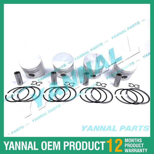 4-piece piston with piston rings + 0.5 mm for Kubota V1702 engine (oversized)