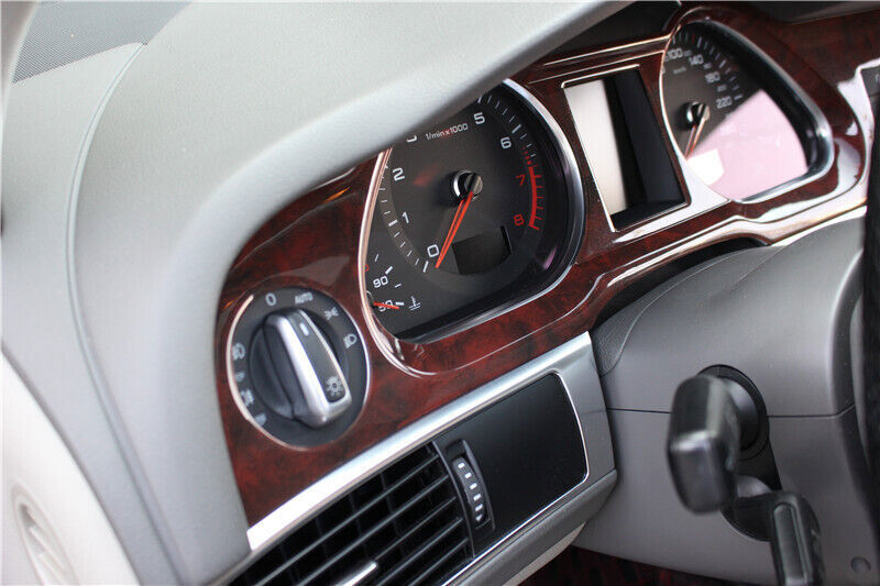 for Audi A6 2008-11 Brown Wood Grain Inner Instrument Board Frame Trim Cover 1P