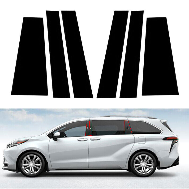 for Toyota for Sienna 2021-2023 Black B,C Pillar Posts Door Window Trim Cover Kit