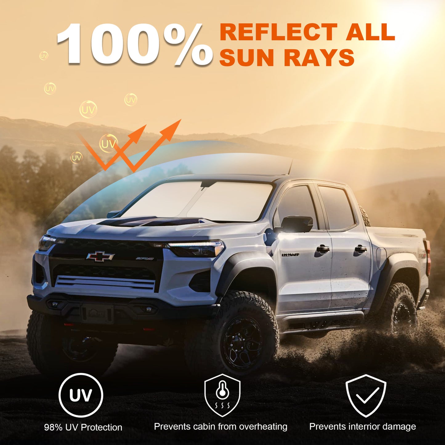 Fits 2023-2025 for GMC for Canyon Cab Front Windshield Sun Shade Foldable UV Block Cover