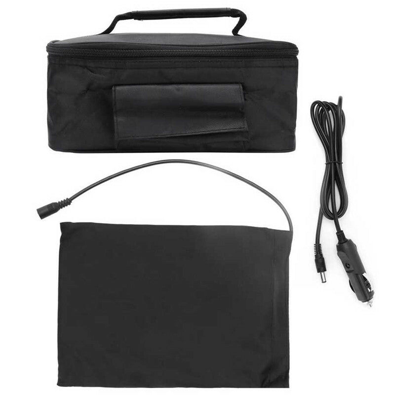 12V Black Car Food Warmer Container Bag Electric Heater Packet Heating Lunch Box