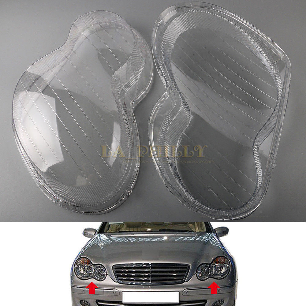 Pair Headlight Headlamp Clear Lens Cover for Mercedes for Benz W203 C-Class 01-07
