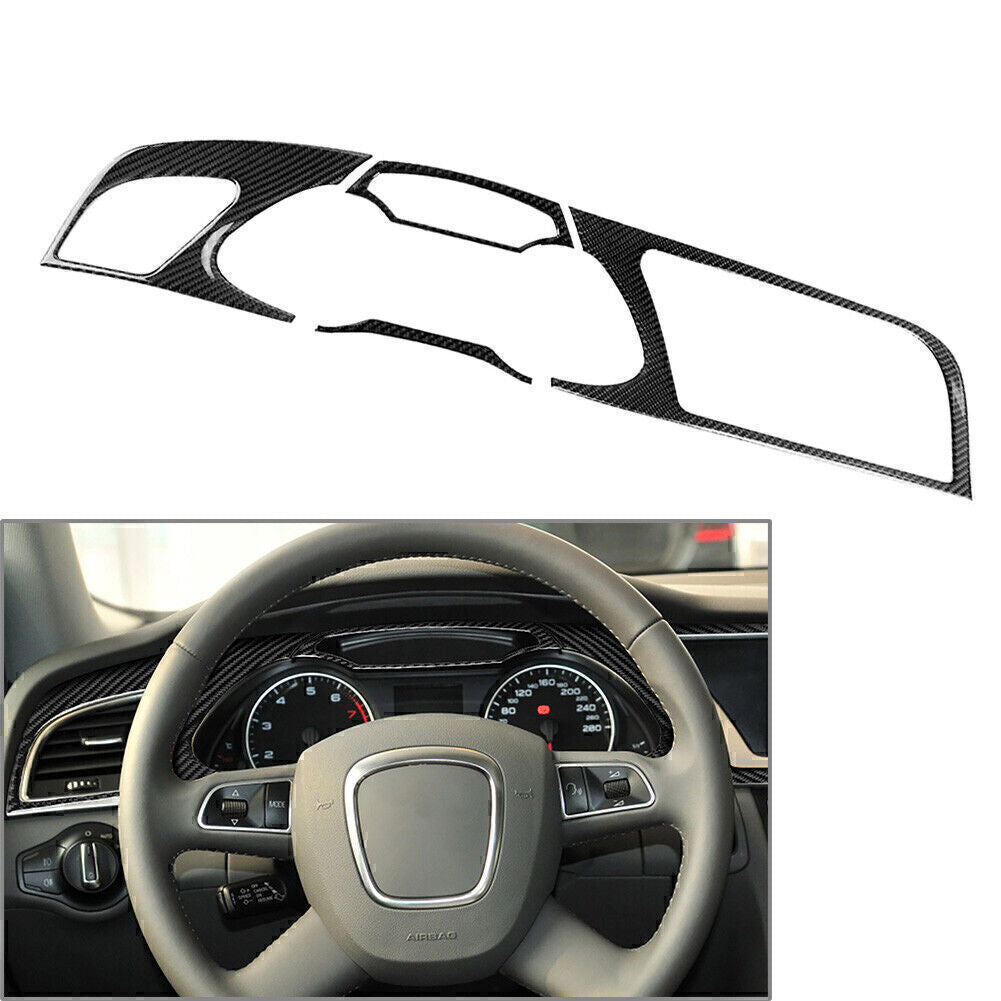 for Audi A4 B8 2009 2010-2016 4x Carbon Fiber Console Dashboard Panel Trim