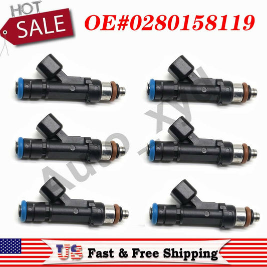0280158119 6X Fuel Injector for Chrysler Town Country 3.3 3.8L 2008-2010 08 09