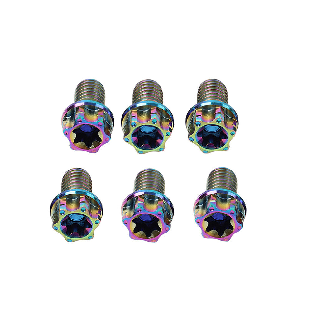 6pcs Bolts Torx Head Flange Screws M8x35mm Rainbow For Motorcycle Bike