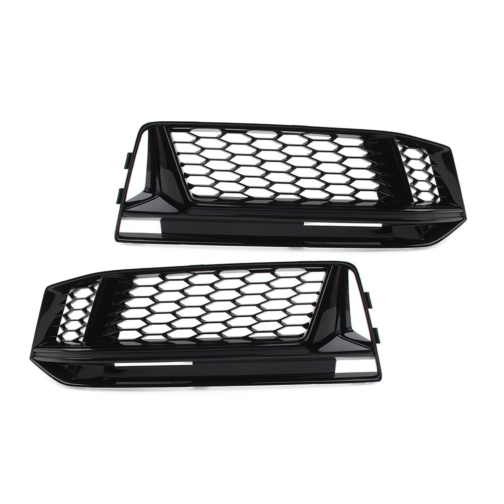 for Audi A4 B9 S-Line S4 2016-2018 Honeycomb Fog Light Grille Cover Glossy Black