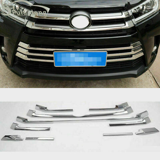 Chrome ABS Front Bumper Mesh Grille Cover Trims for Toyota Highlander 2017-2019