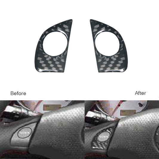 2Pcs Carbon Fiber Steering Wheel Button Panel Cover for Toyota Celica 2001-2005