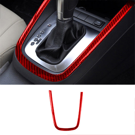 Red Carbon Fiber Gear Shift Outer Frame Trim for Volkswagen for Jetta Sedan 2011-14