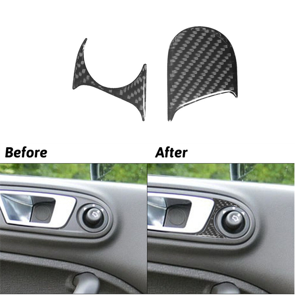 2pcs Carbon Fiber Interior Front Door Pull Cover Trim for Ford Fiesta 2011-2015