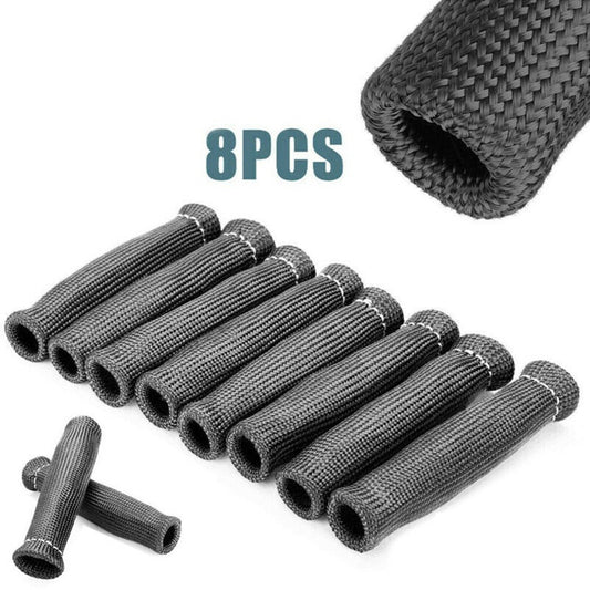 Car Fiber Spark Plug Wire Boot Protector Sleeve Heat Shield Engine Thermal Cover
