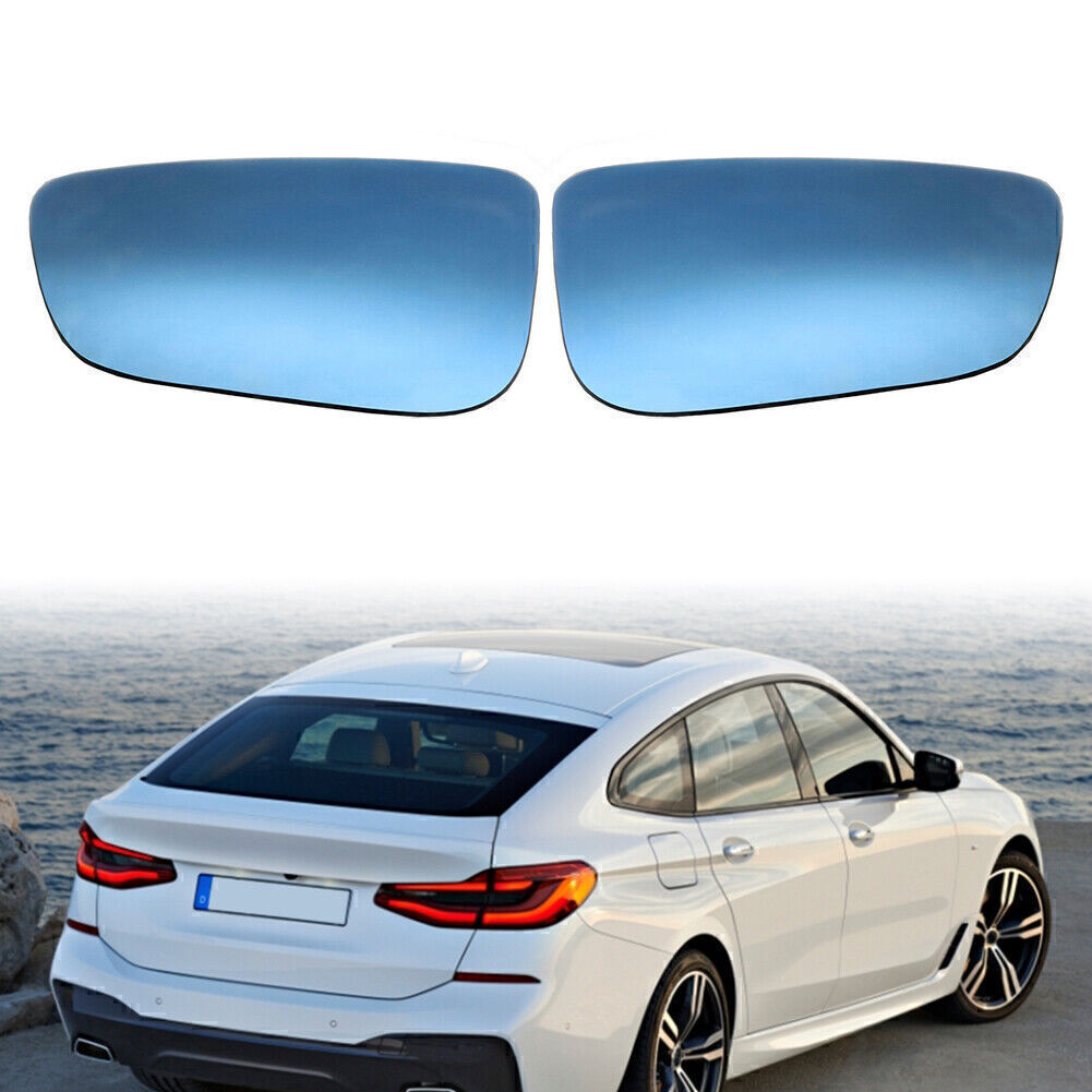 Pair Wing Mirror Glass Aspherical Heated Fit for BMW 5Series G30 G31 2016+ Blue