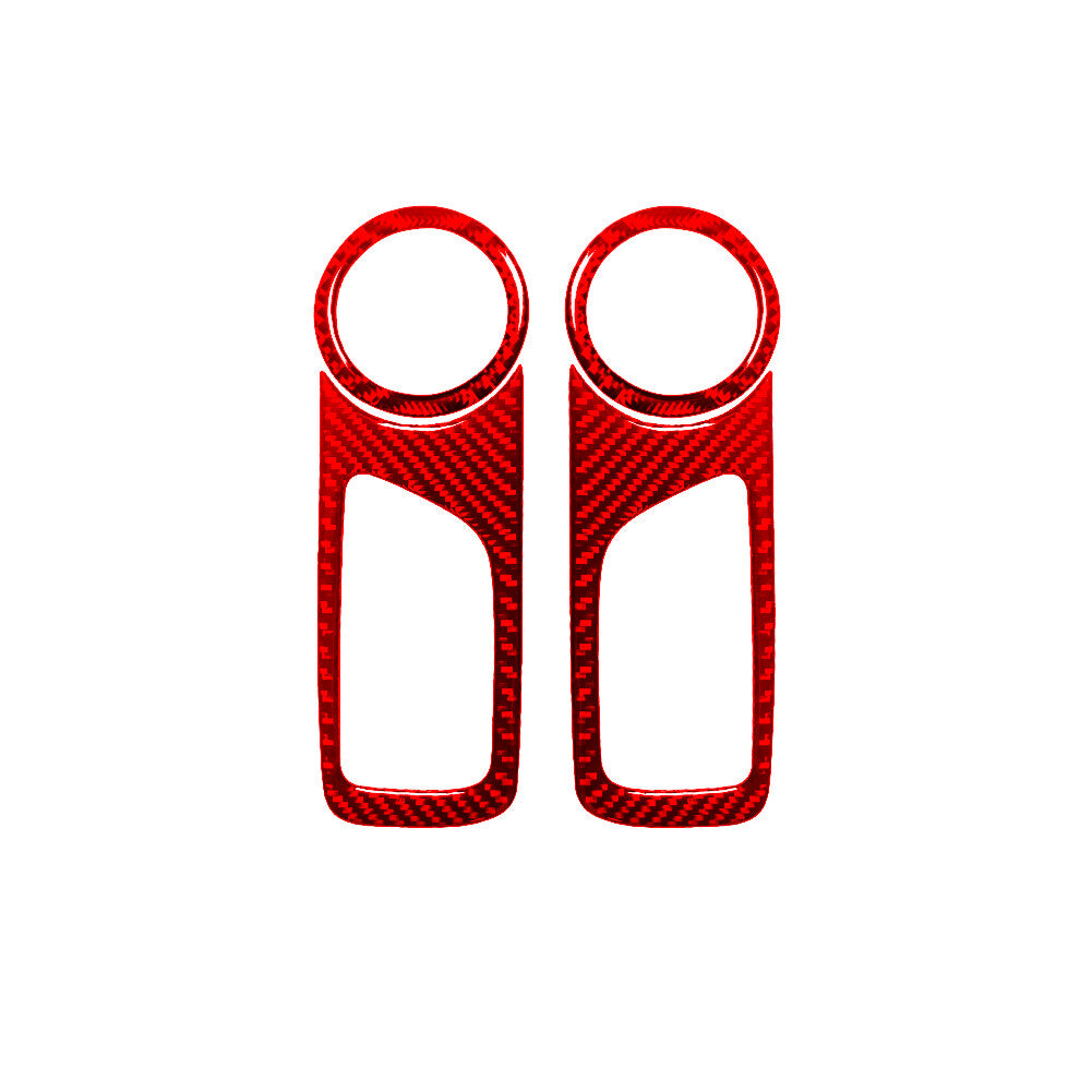 Red Front Door Handle & Horn Ring Trim Carbon Fiber for Toyota Tacoma 2012-2015