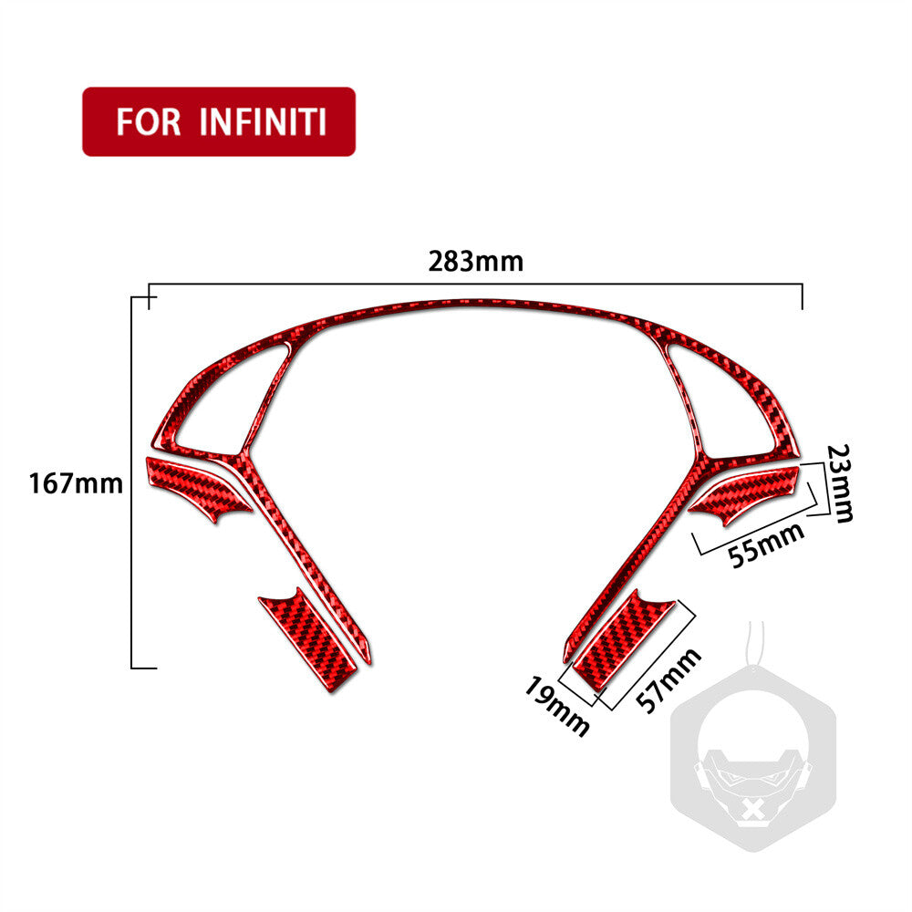 Red Carbon Fiber Steering Wheel Button Panel Trim for Infiniti G37 Sedan 2010-13