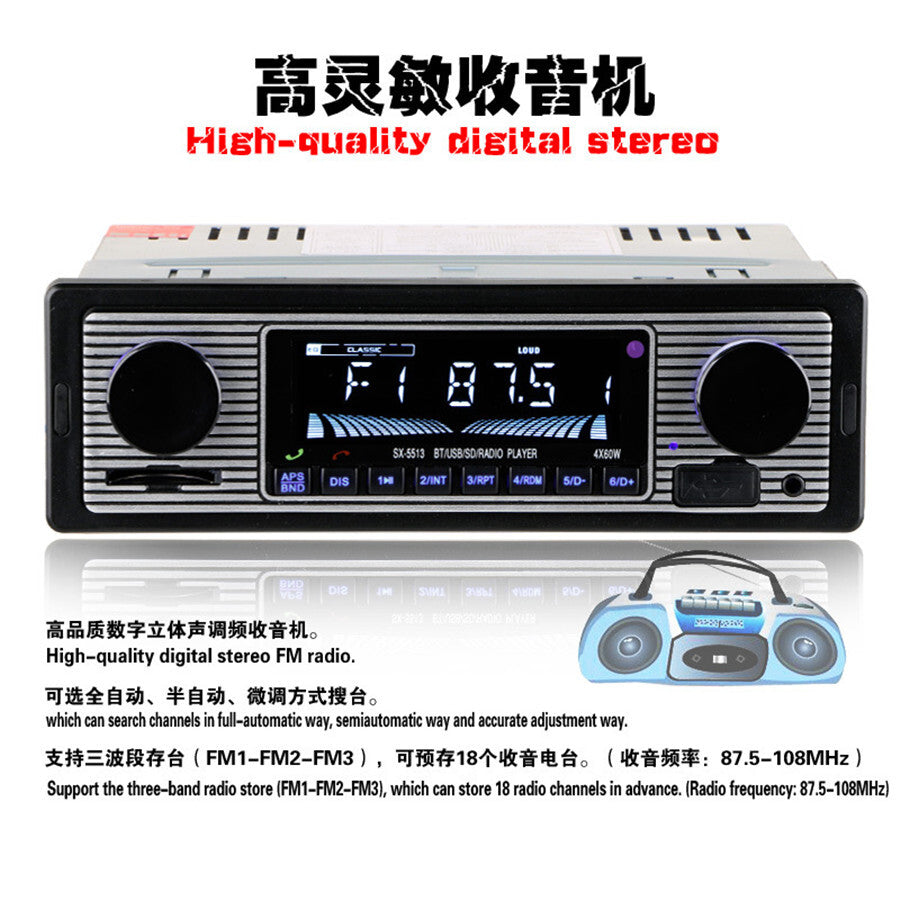 1x 4-channel In-Dash Car Bluetooth Stereo Aux USB/SD/FM/WMA/MP3/WAV Radio Player
