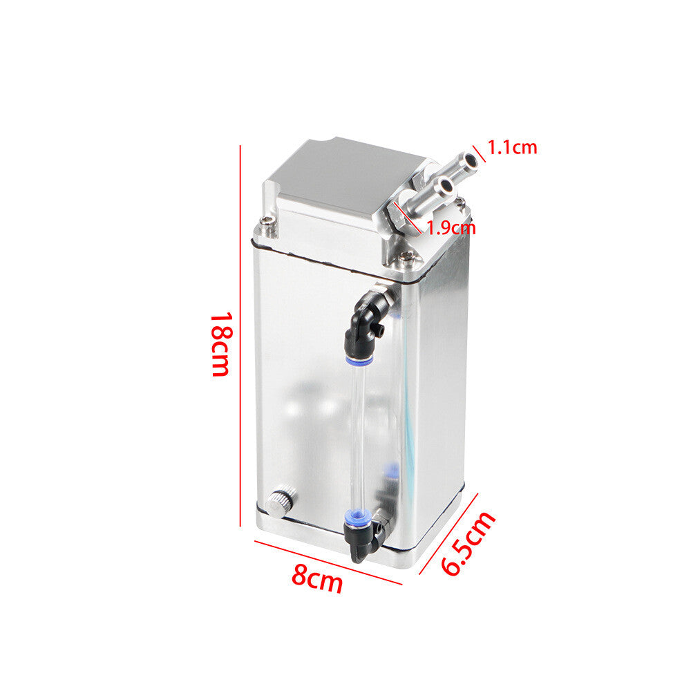 Oil Catch Can Square Shape Reservoir with Breather Filter 500ML Aluminum Black