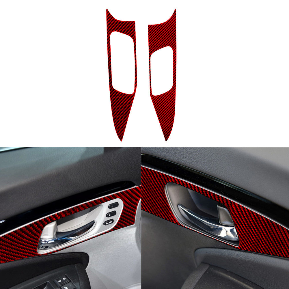 2X Red Carbon Fiber Front Door Handle Frame Trim for Honda Ridgeline 2017-2020