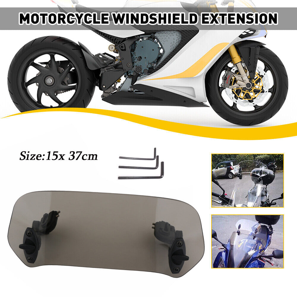 Motorcycle windshield extension, boiler windshield deflector universal clip
