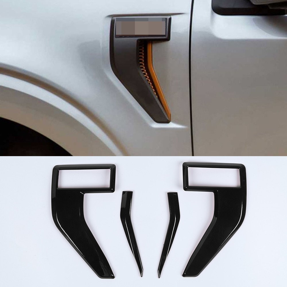 for Ford F150 2021-2023 Side Fender Badge Emblem Air Vent Panel Trim ABS Black¡Á4