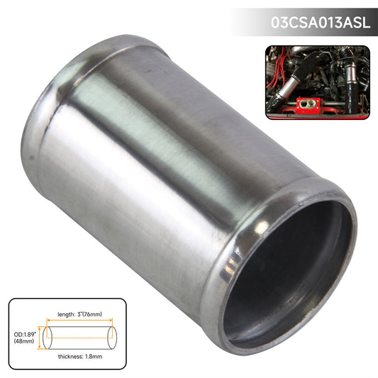Aluminum Hose Adapter Tube Joiner Pipe Coupler Connector 48mm 1.89 L=76mm
