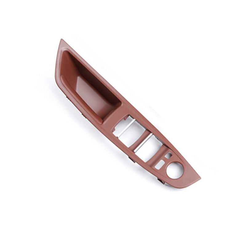 4-piece set of interior door panel handle pull tab covers for BMW 5 Series F10 F11, brown.