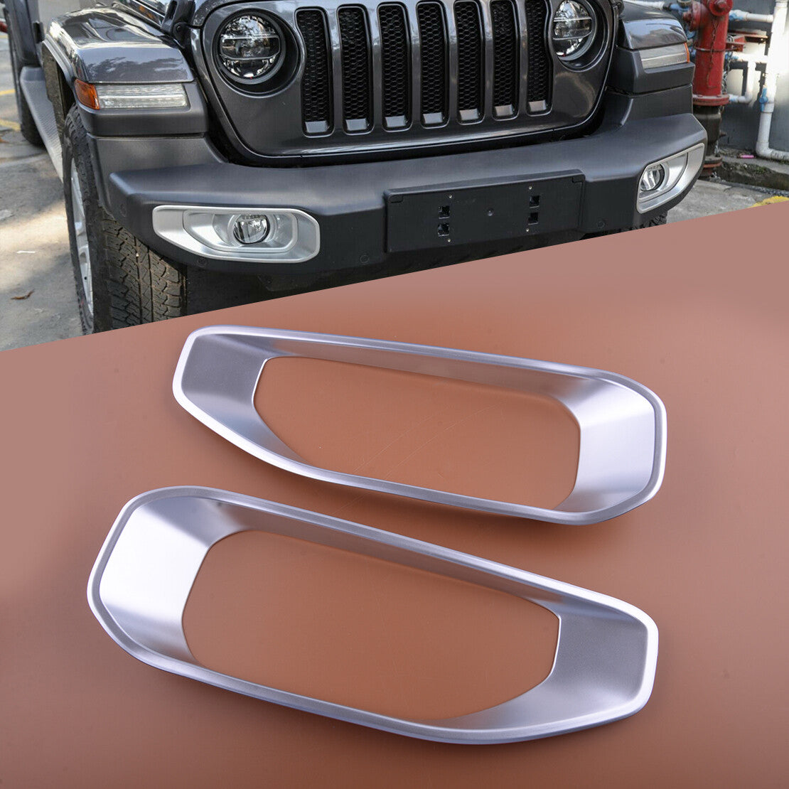Front Bumper Fog Light Lamp Cover Trim fit for Jeep for Wrangler JL JLU JT 18 to 22