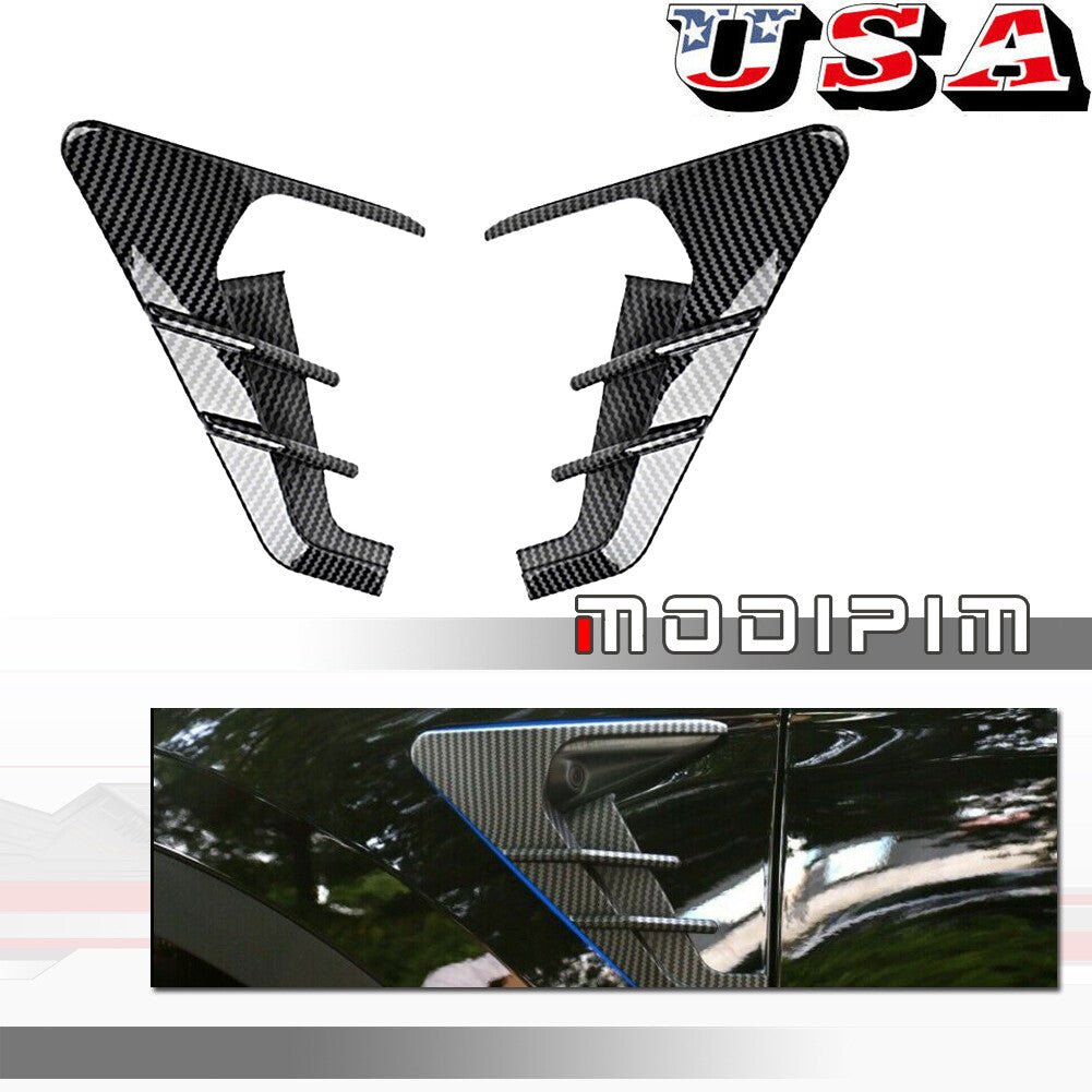 Carbon fiber side fender camera cover trim for Tesla Model 3 Y 2020 2021 (2 pieces)