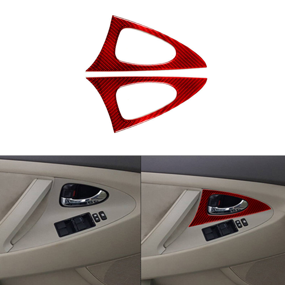 Red Carbon Fiber Front Door Handle Panel Trim Cover for Toyota for Camry 2007-2011