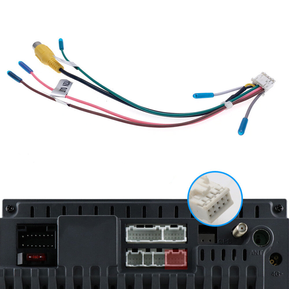 10 Pin RCA Car Rear View Camera Video Input Cable Adapter Kit For Android Radio