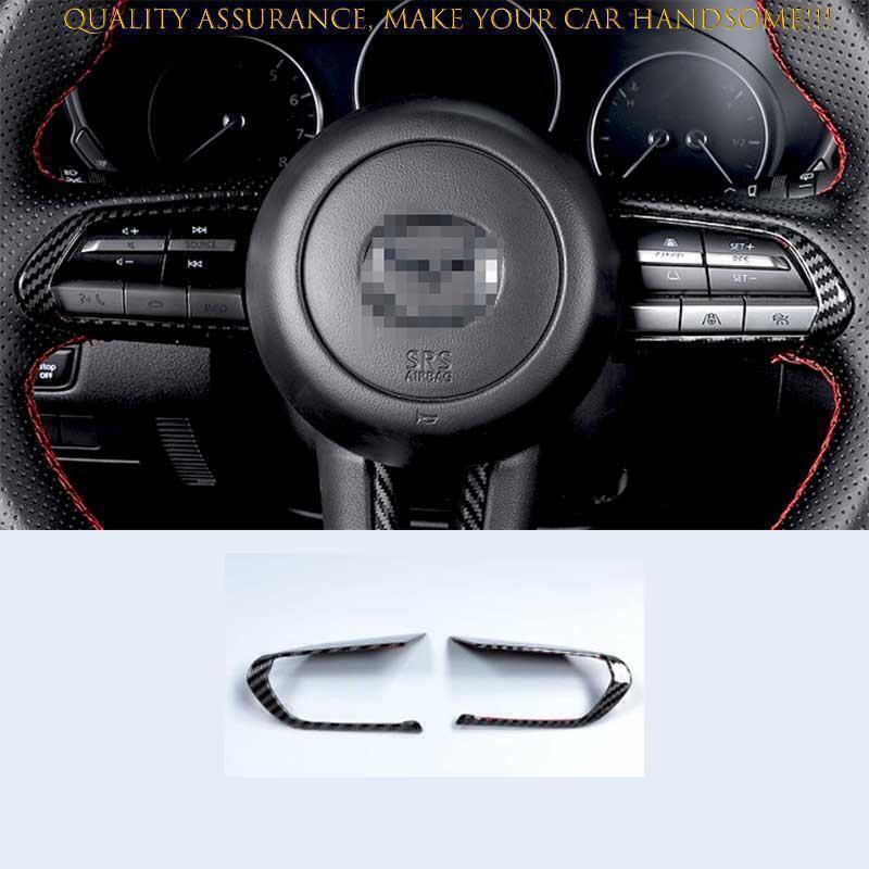 for Mazda CX-50 2023-2025 Carbon Fiber Look Steering Wheel Control Cover Trim 2X