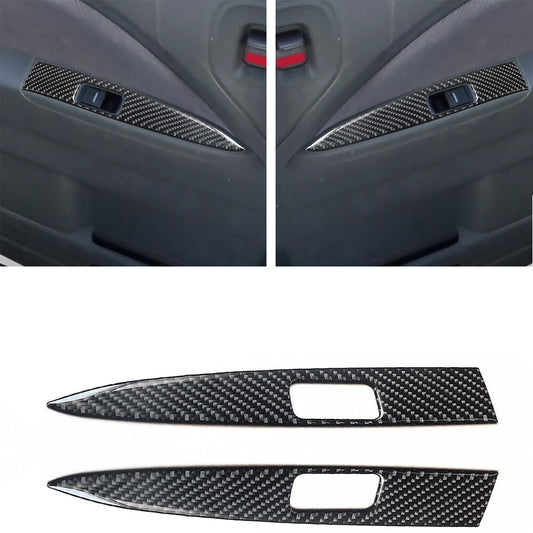 2Pcs Carbon Fiber Rear Window Switch Interior Trim for Honda Odyssey 2005-2010