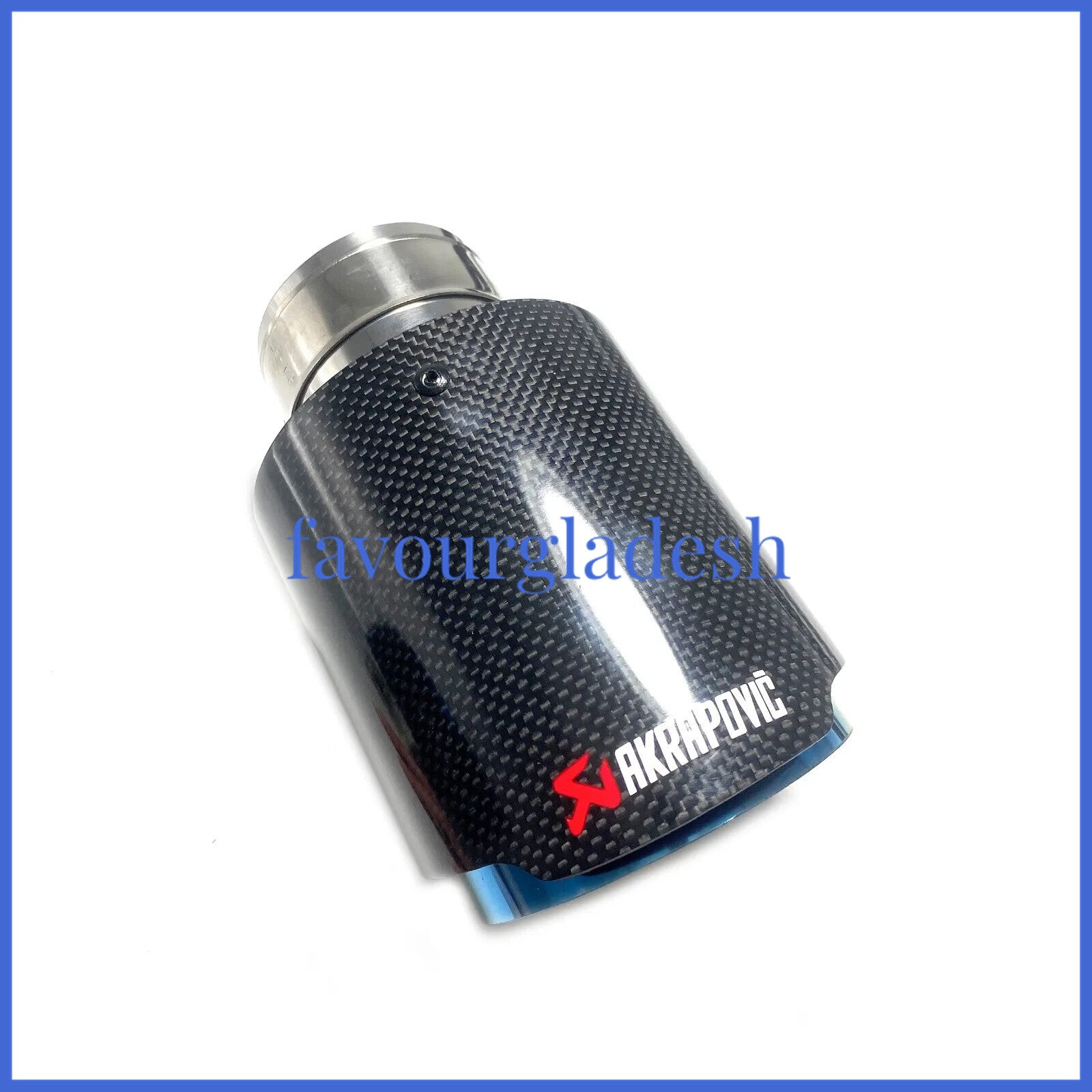 1X 2.5 63mm  3.076mm Akrapovic Glossy Carbon Fiber Exhaust tip Blue End pipe