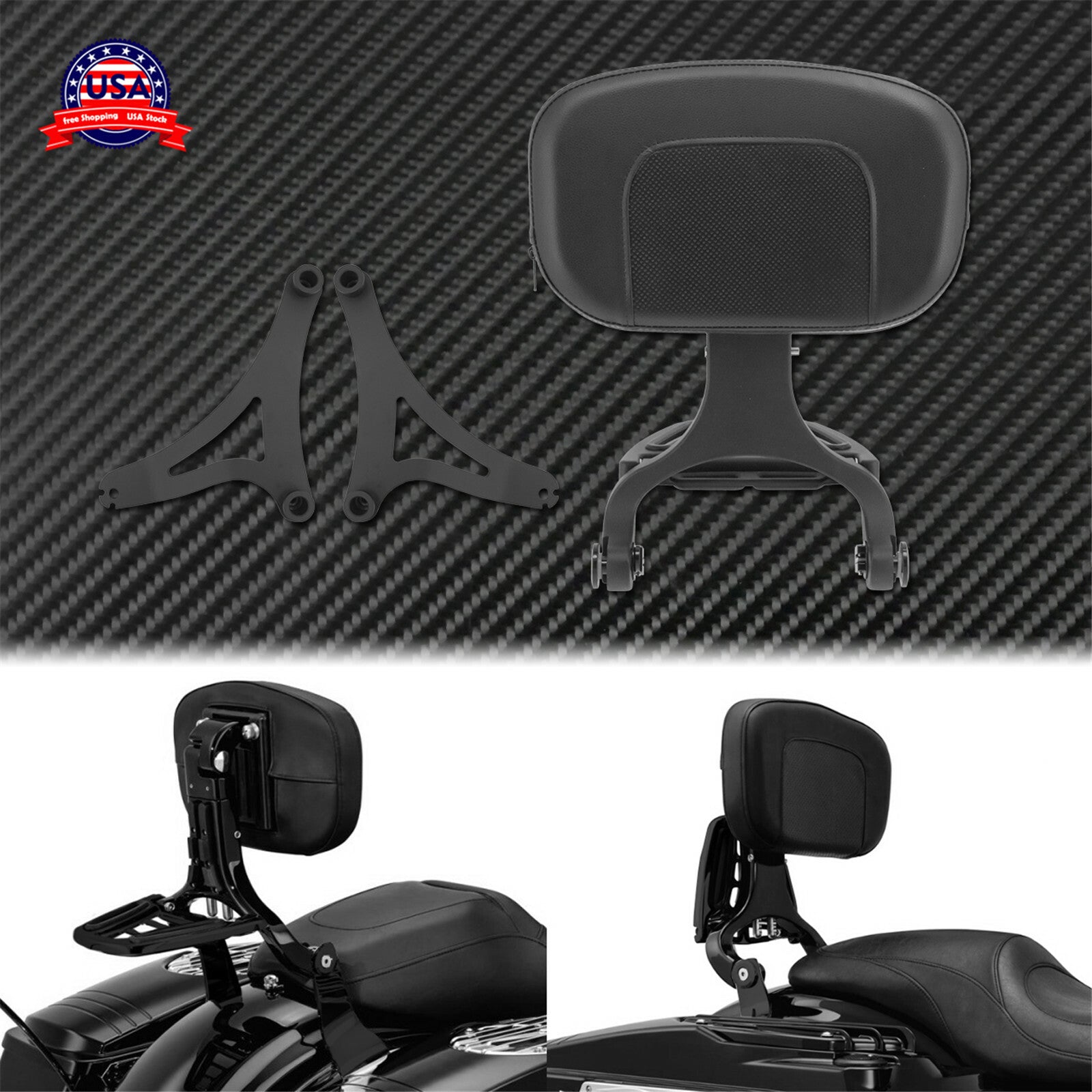 Adjustable Driver  Passenger Backrest Fit For Indian Hard Bag Chieftain 15-19