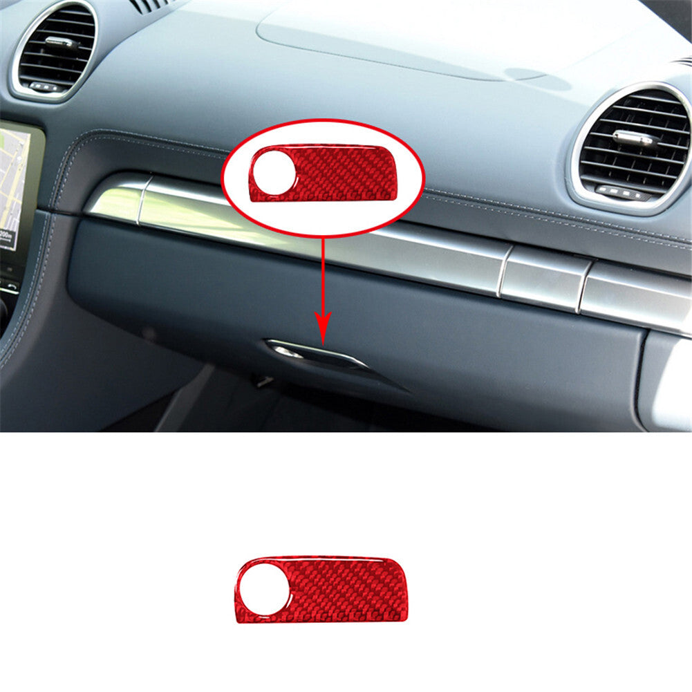 Red Carbon Fiber Passenger Storage Box Switch Cover Trim for Porsche 718 2016-22