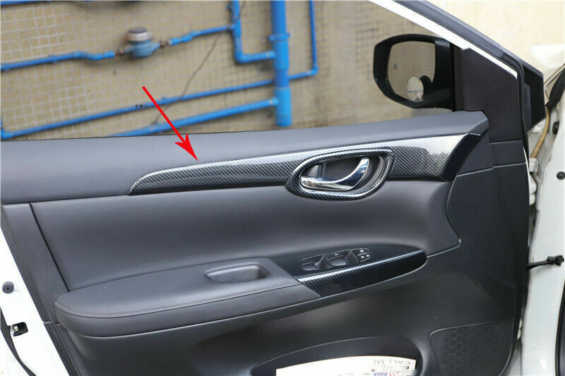 4pcs Carbon Fiber Interior Door Panel Cover For 2013-2019 for Nissan Sentra Sylphy
