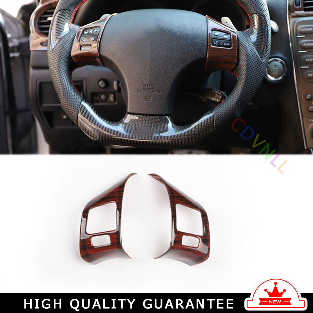 Car Inner Steering Wheel Button Frame Trim 2 Fit for Lexus IS 2006-11 Red Wood