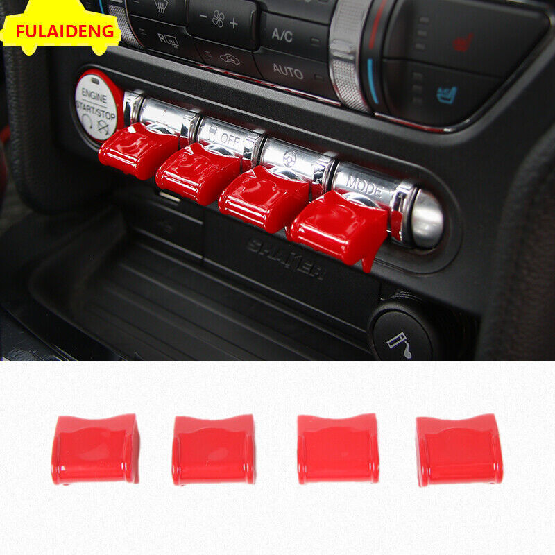 Fit for Ford for Mustang 2015-2020 Red Car Inner Central Console Button Cover Trim N