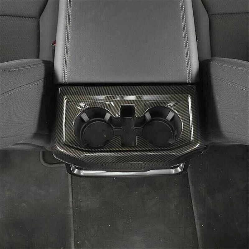 for Ford F-150 F150 2021 2022 Carbon Fiber Armrest Water Cup Holder Cover Trim