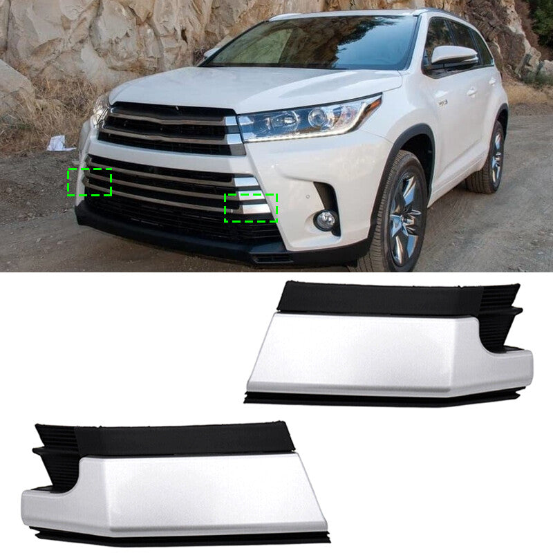 LH RH Front Grille Trailer Tow Cover Silver for Toyota Highlander 2017 2018-19