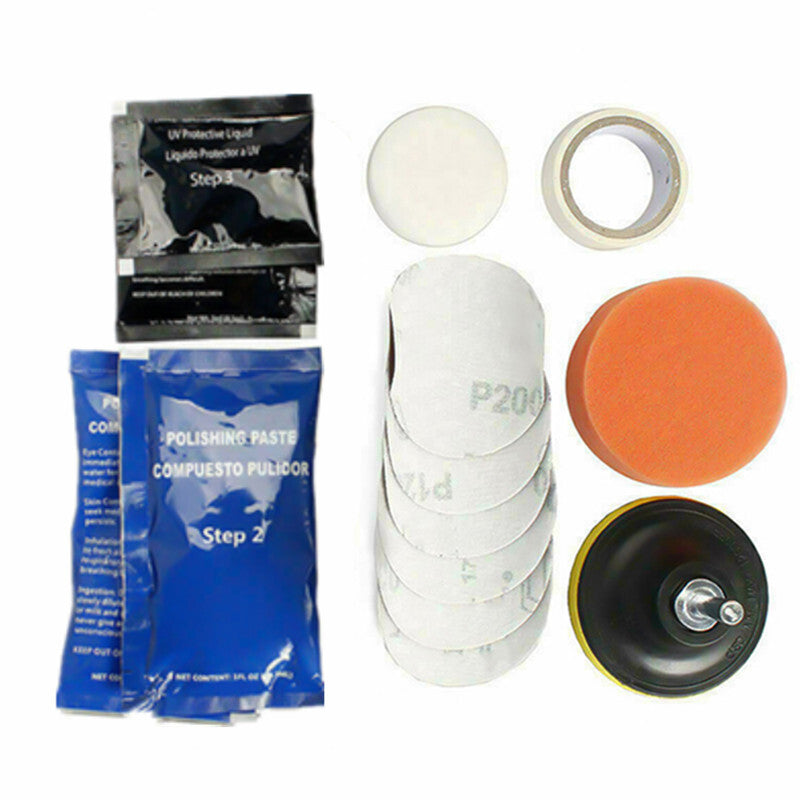 Car Headlight Polish Cleaning Polisher Restoration Glass Coat Scratch Repair Kit