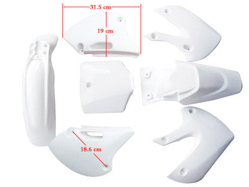 BBR STYLE SHORT VERSION WHITE PLASTIC SIDE PANEL PLATE FOR KLX110 PIT BIKE